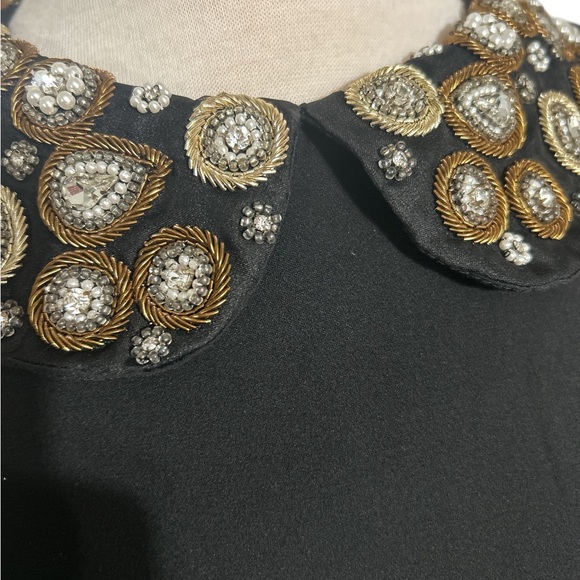 Alice + Olivia, Embellished Black Top with Beaded Collar - Picture 2 of 8